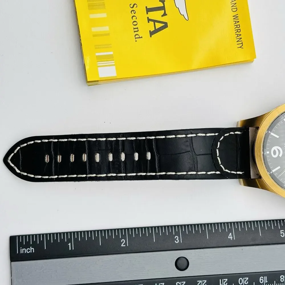 Invicta Chronograph #10491 Watch with Black Leather Band In Box. With Paperwork